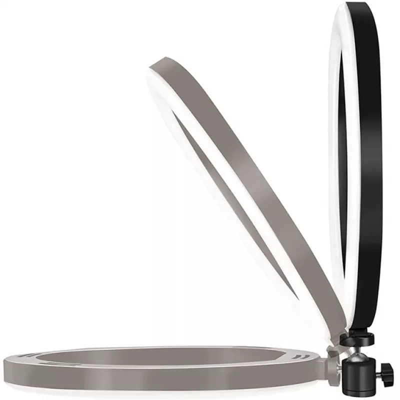 LogiLink AA0151 Anel de luz LED para smartphones, Ø 200 mm, 3 modos de cor, regulável, rosca de tripé de 1/4 de polegada, com suporte para smartphone, USB, cabo de 1,8 m, preto