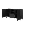 Cómoda cama meble ABETO 150x42x82 cm, preto alto brilho, estrutura MDF, 1 gaveta