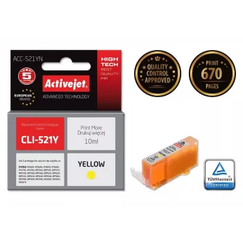 Activejet ACC-521YN tinta, substitui Canon CLI-521Y, Supreme, 10 ml, amarelo