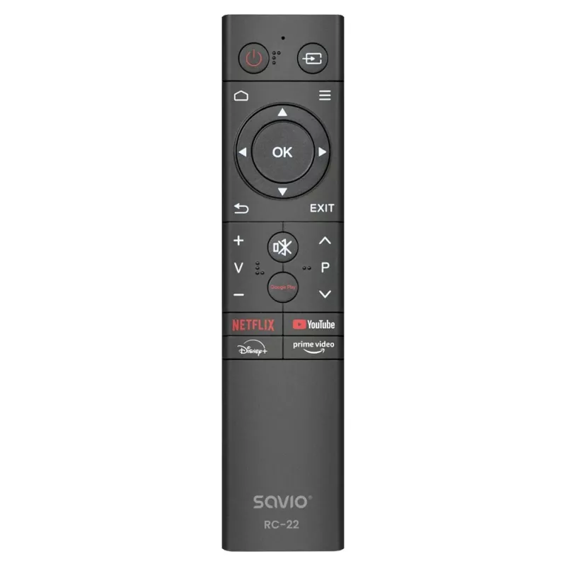 Comando de TV SAVIO RC-22 — IR, sem fios, universal, 20 botões, alcance de 10 m, USB‑C, preto