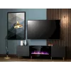 Móvel de TV Cama Meble PAFOS EF com lareira elétrica 180x42x49 cm, preto mate, 2 portas, 1400–1600 W
