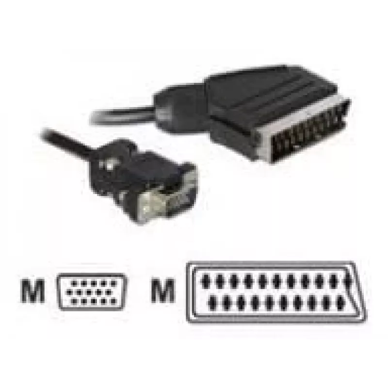 Adaptador de cabo de vídeo DeLOCK 65028 SCART (21 pinos) para VGA (D-Sub) 2 m
