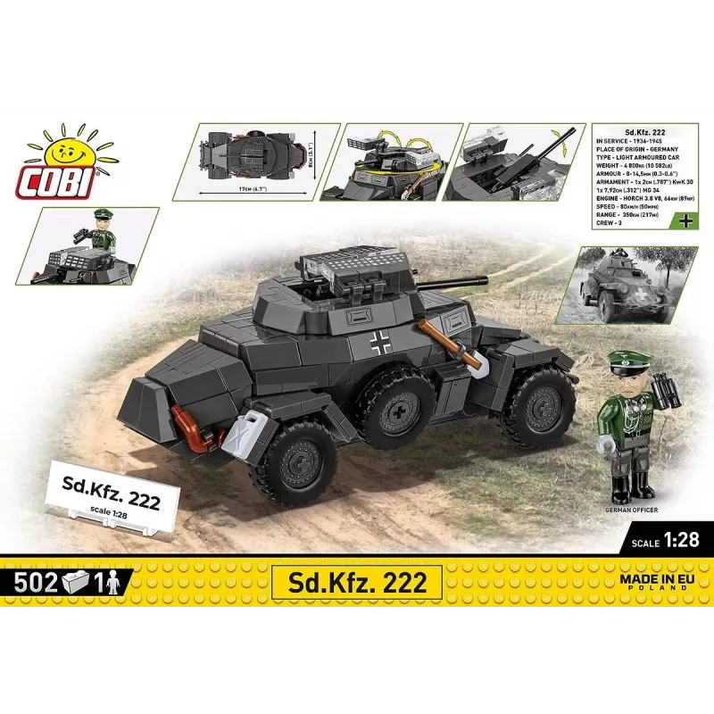 Cobi Blocks Sd.Kfz 222 kit de montagem COBI-2657 — 502 peças de construção