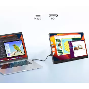 Monitor portátil para portáteis, telefones e consolas Extralink Smart Life 14, USB-C/Micro-HDMI