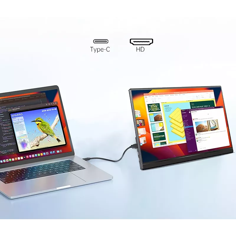 Monitor portátil para portáteis, telefones e consolas Extralink Smart Life 14, USB-C/Micro-HDMI