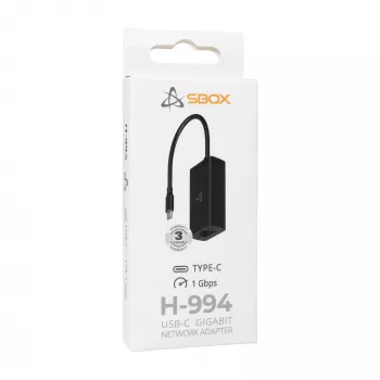 Adaptador de rede Gigabit USB-C SBOX H-994, 1000 Mbit/s Ethernet, USB-C para RJ45