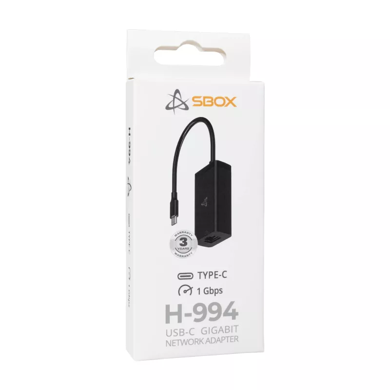 Adaptador de rede Gigabit USB-C SBOX H-994, 1000 Mbit/s Ethernet, USB-C para RJ45