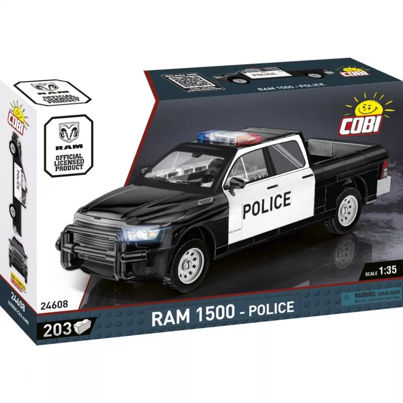 Brinquedo de construção Cobi RAM 1500 Police 24608 modelo 2-em-1, conjunto de blocos, transformável