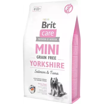 Ração seca para cães Brit Care Mini Grain Free Yorkshire 2 kg — salmão e atum, 30 % proteína, 19 % gordura, sem glúten e sem lactose