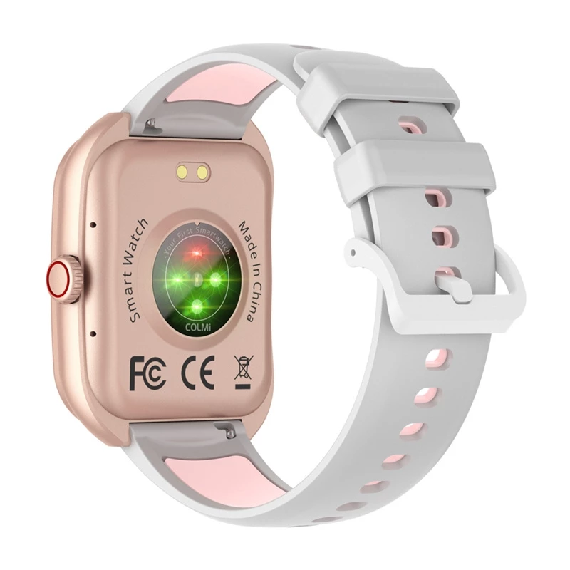 Smartwatch Colmi P86 ouro rosa com medidor de frequência cardíaca, à prova de água