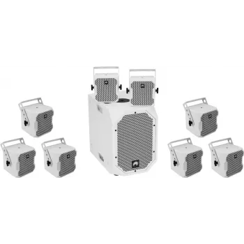 Sistema de altifalantes ativos Omnitronic BOB-10A ws com 8× BOB-4 ws (modelo 20000537)