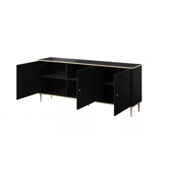 Cómoda GLAMOUR 180x40x75,5 cm, preto mate + dourado