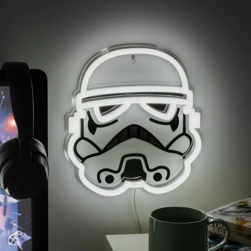 Luz néon LED de parede Paladone Stormtrooper modelo PP14595SWVN, iluminação decorativa Star Wars