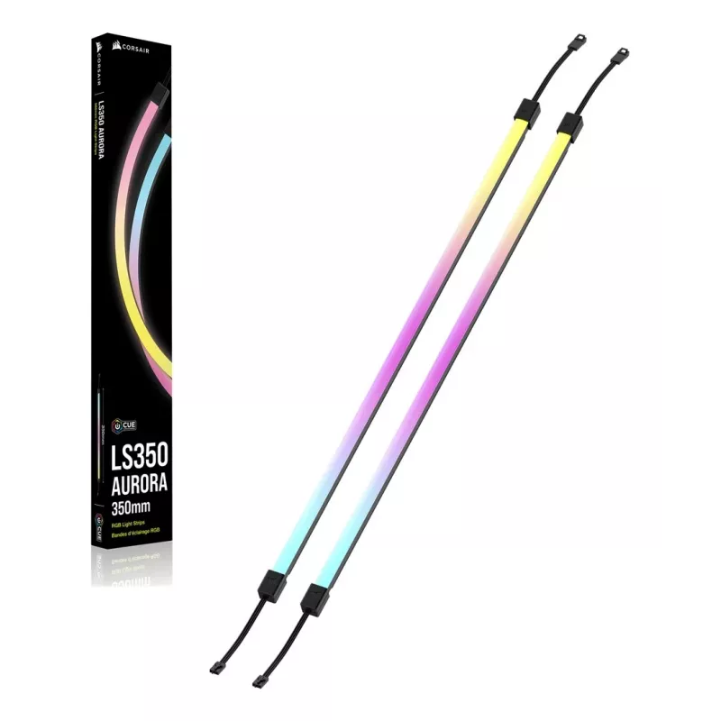Tira LED CORSAIR LS350 Aurora, iluminação multicolor, 350 mm de comprimento, 10 mm de largura, 2 unid.