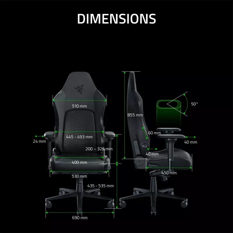 Cadeira gaming Razer Iskur V2 assento acolchoado preto