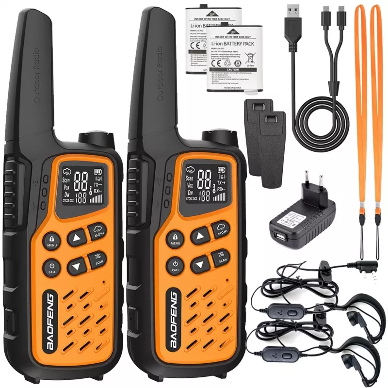 Walkie-talkie Baofeng BF-T25E laranja, 2 unid.