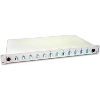 Lightwin Caixa de fusão de fibra ótica, 24 fibras, 12x DLC Multimodo, 50/125µm OM3 Caixas de fusão com pigtails (SPBOX 24G50 OM3 DLC)