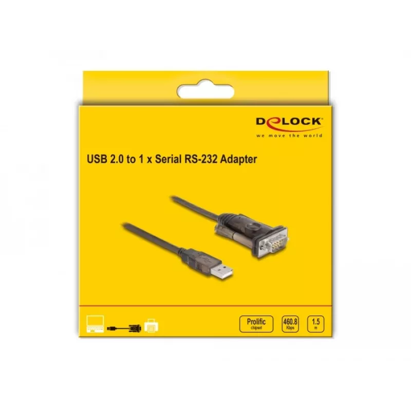Adaptador USB 2.0 Type-A para série RS-232 D-Sub 9 pinos macho DeLOCK 62646