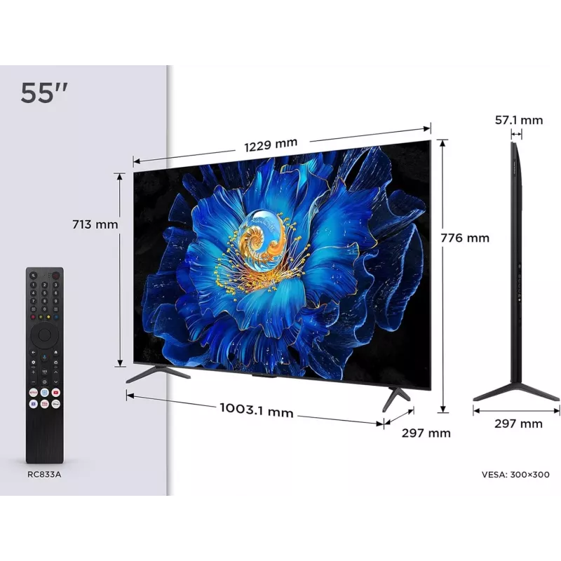 TCL C61KS 55C61KS Televisor 139,7 cm (55 inch) 4K Ultra HD Smart TV Wi-Fi preto