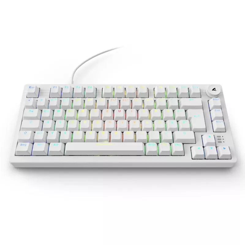 Teclado Sharkoon SGK25 75% QWERTZ USB com fios RGB LED branco