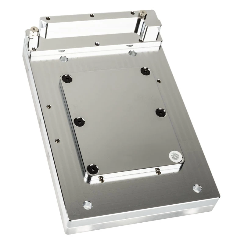 Bloco de água BitsPower Monoblock para ASRock X399M Taichi RGB, acrílico/cobre, niquelado, 90×142×29,1 mm