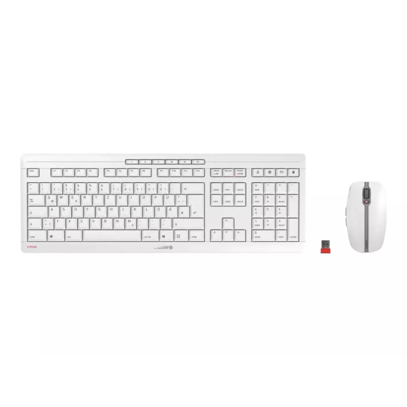 Teclado e rato CHERRY Stream Desktop incluídos Escritório RF Wireless QWERTZ Alemão Branco