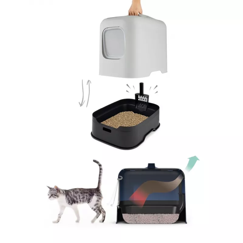 Rotho Biala caixa de areia para gatos, plástico, 51 x 39,5 x 44,3 cm, antracite