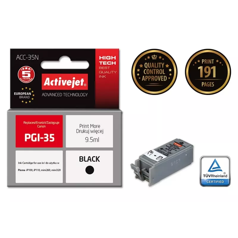 Tinteiro Activejet ACC-35N (substituto para Canon PGI-35; Supreme; 9,5 ml; preto)