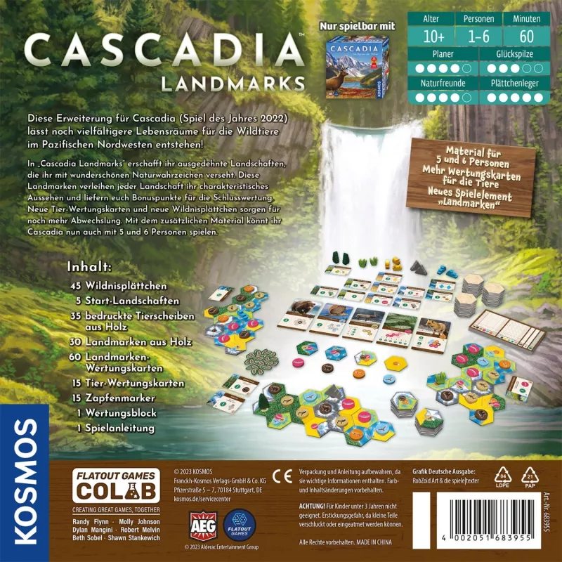 Kosmos Cascadia Landmarks 60 min jogo de tabuleiro família