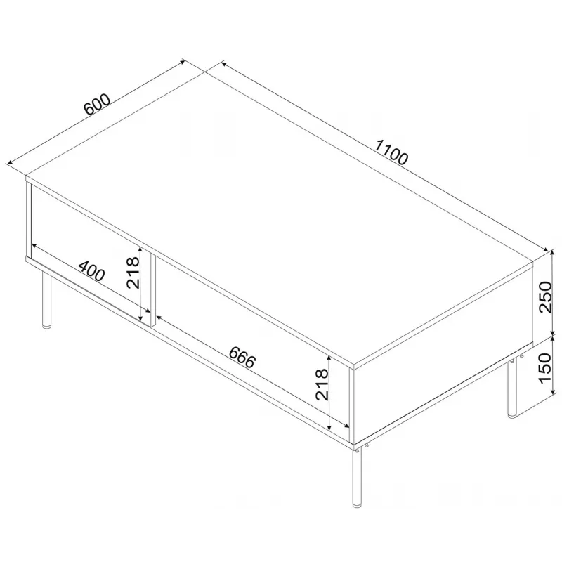 Banco/mesa TRESSE 110x60x40 caxemira mate
