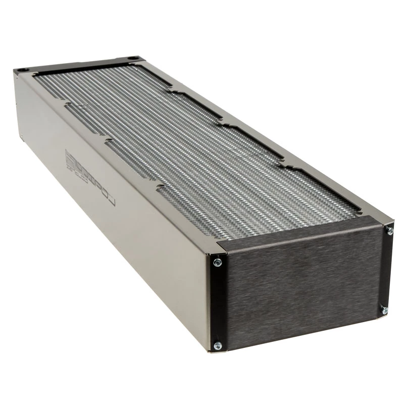 Radiador Aqua-Computer airplex radical 4/480 — alumínio/cobre/aço inoxidável, 520×140×73 mm