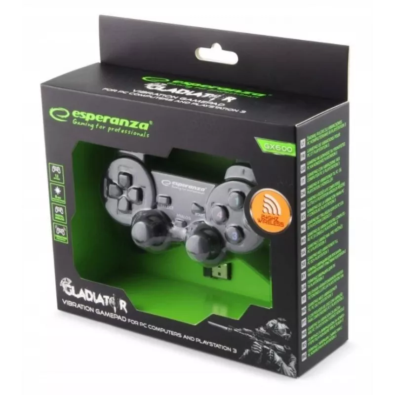 Comando de jogos Esperanza EGG108K preto USB 2.0 gamepad analógico / digital PC, Playstation 3