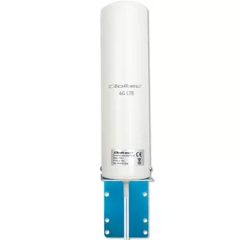 Antena 4G LTE omnidirecional exterior QOLTEC 57044, 5 dBi, 600–2700 MHz, 50 W, 50 Ω, caixa de cobre branca