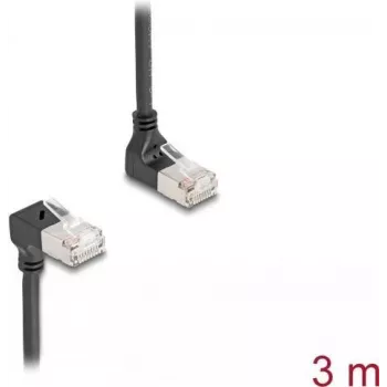 DeLOCK cabo de rede RJ45 Cat.6A S/FTP fino 90° 3 m preto