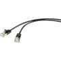 Renkforce RF-4538186 Cabo de rede RJ45, cabo patch CAT 8.1 F/FTP 0,50 m preto ultrafino, contactos das fichas banhados a ouro 1 unid. (RF-4538186)