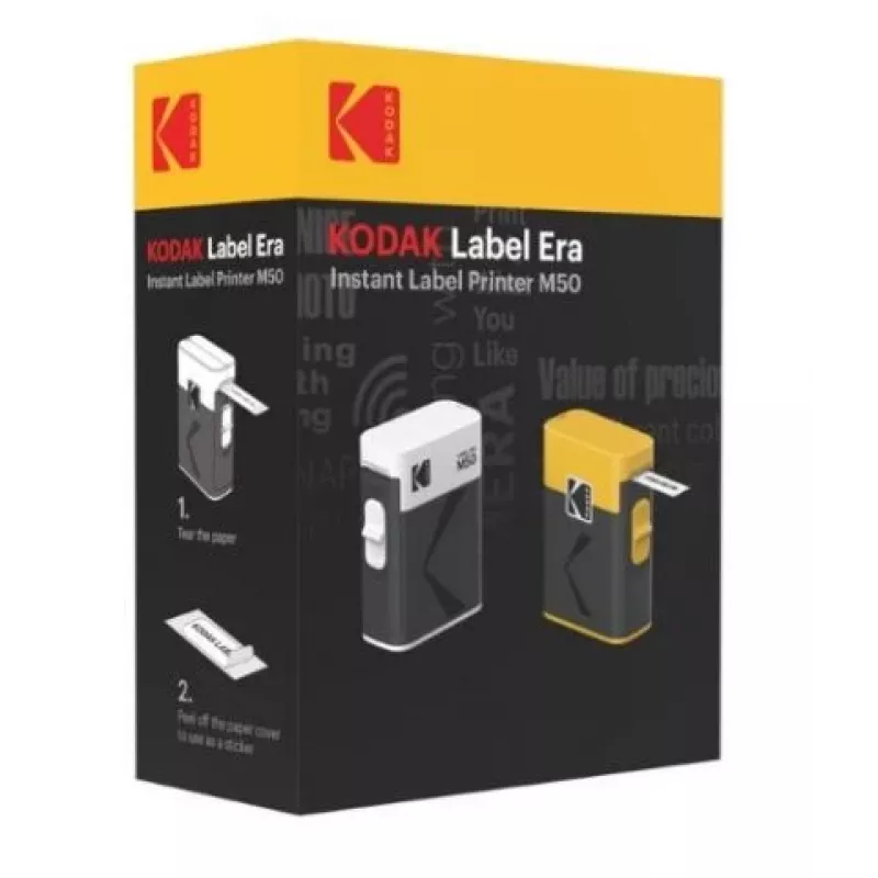 Impressora de etiquetas Kodak Label ERA M50 Bluetooth para etiquetas de 14 mm com rolo amarelo