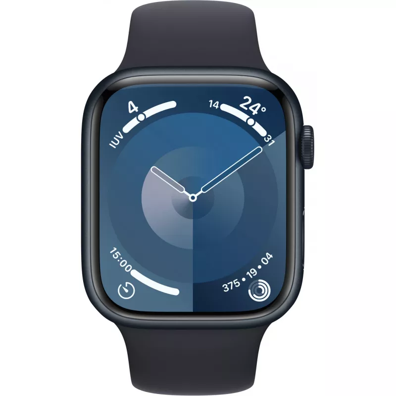 APPLE Watch Series 9 GPS + Cellular 45 mm Caixa de alumínio meia-noite com bracelete desportiva meia-noite – M/L (MRMD3QF/A)