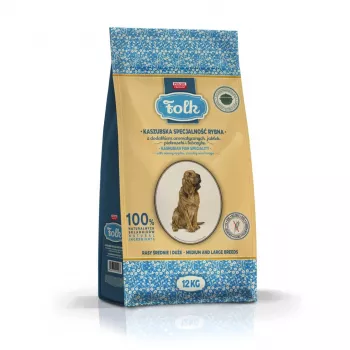 FOLK raças médias e grandes especialidade de peixe da Cassúbia com maçãs, salsa e lovage - comida seca para cães - 12kg