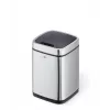 Balde do lixo Durable NO TOUCH 6L retangular aço inoxidável prateado preto