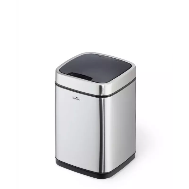 Balde do lixo Durable NO TOUCH 6L retangular aço inoxidável prateado preto