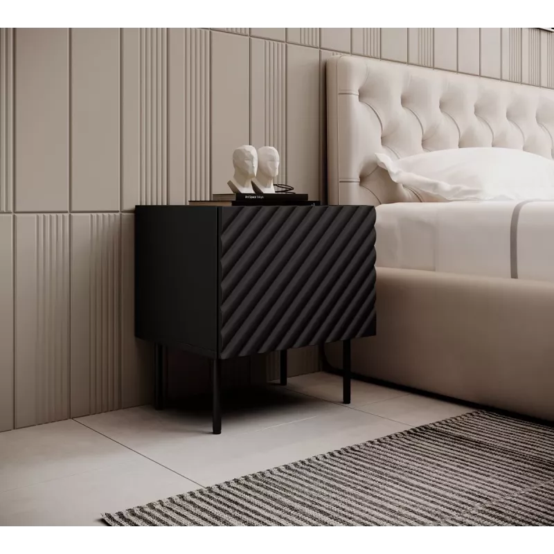 Mesa de cabeceira Cama ONDA 50x40x54 cm preto MDF/aglomerado conjunto de 2