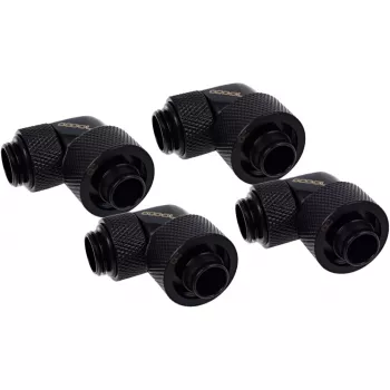 Racor de rosca 16/10mm 90° rotativo G1/4, preto, ligação para tubos flexíveis (PVC, silicone, neoprene)