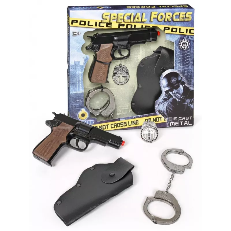 Conjunto de polícia de brincar Pulio 155425/6 com acessórios – figura de role-play e equipamento