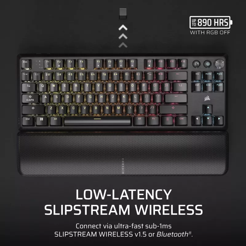 Teclado Corsair K70 CORE TKL Gaming USB + RF Wireless + Bluetooth QWERTZ alemão preto