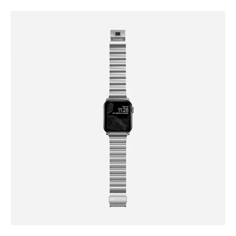 Pulseira Nomad NM1A4HSXS0 para relógio desportivo, aço inoxidável, prateada, largura 35 mm, 108,9 g