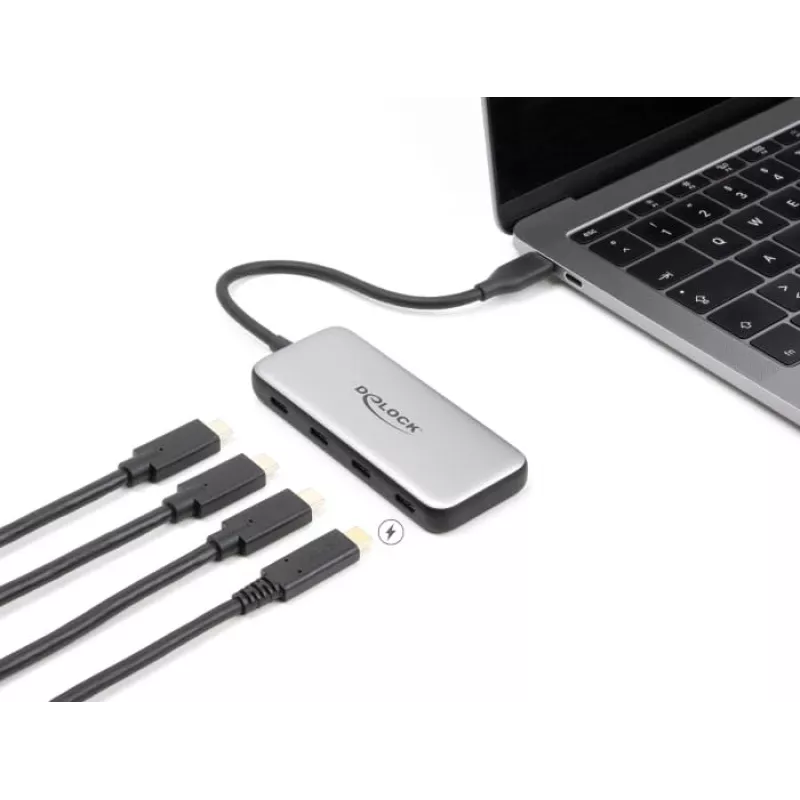Hub USB 3.2 Gen 1 Type-C DeLOCK 64261 10000 Mbit/s preto cinzento