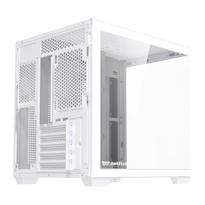 Caixa de computador DarkFlash B275 (branca) Mid-Tower compatível com ATX, I/O frontal, vidro temperado
