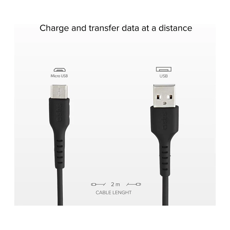 SBS TECABLEMICRO2K 2 m cabo USB A Micro-USB B macho-macho preto (TEKabelMICRO2K)