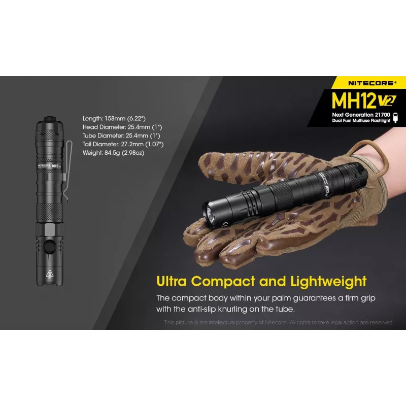 Lanterna de mão Nitecore MH12 V2 preta