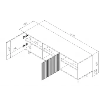 Móvel RTV Cama PAFOS 150x42x52 branco mate